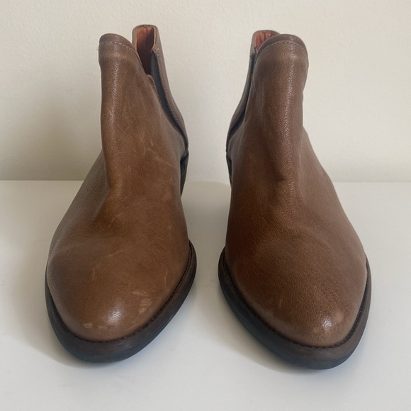 KANNA Brown Leather Ankle Booties Size 7.5 Pointed Toe Spain Fall 2025 Moto Chic - Picture 3 of 16